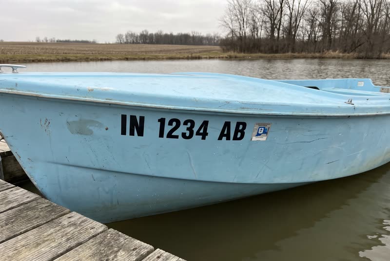 IN 1234 AB · 3" black on a light hull. What a Indiana number looks like on the bow.